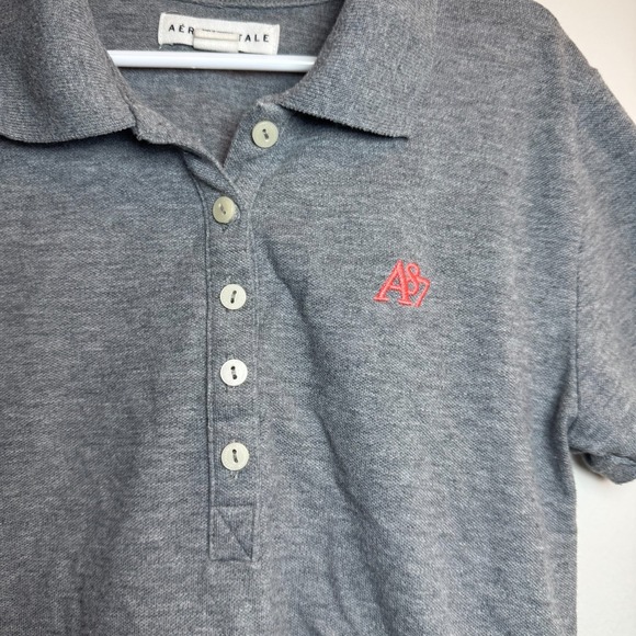 Aeropostale A87 Gray Short Sleeve‎ Polo Shirt Youth Girls Small Casual Stretch - Picture 2 of 5